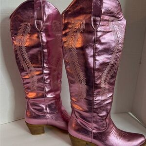 Size 11 Pink Metallic Cowboy Boots